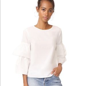 Madewell White Poplin Tiered Sleeve Blouse